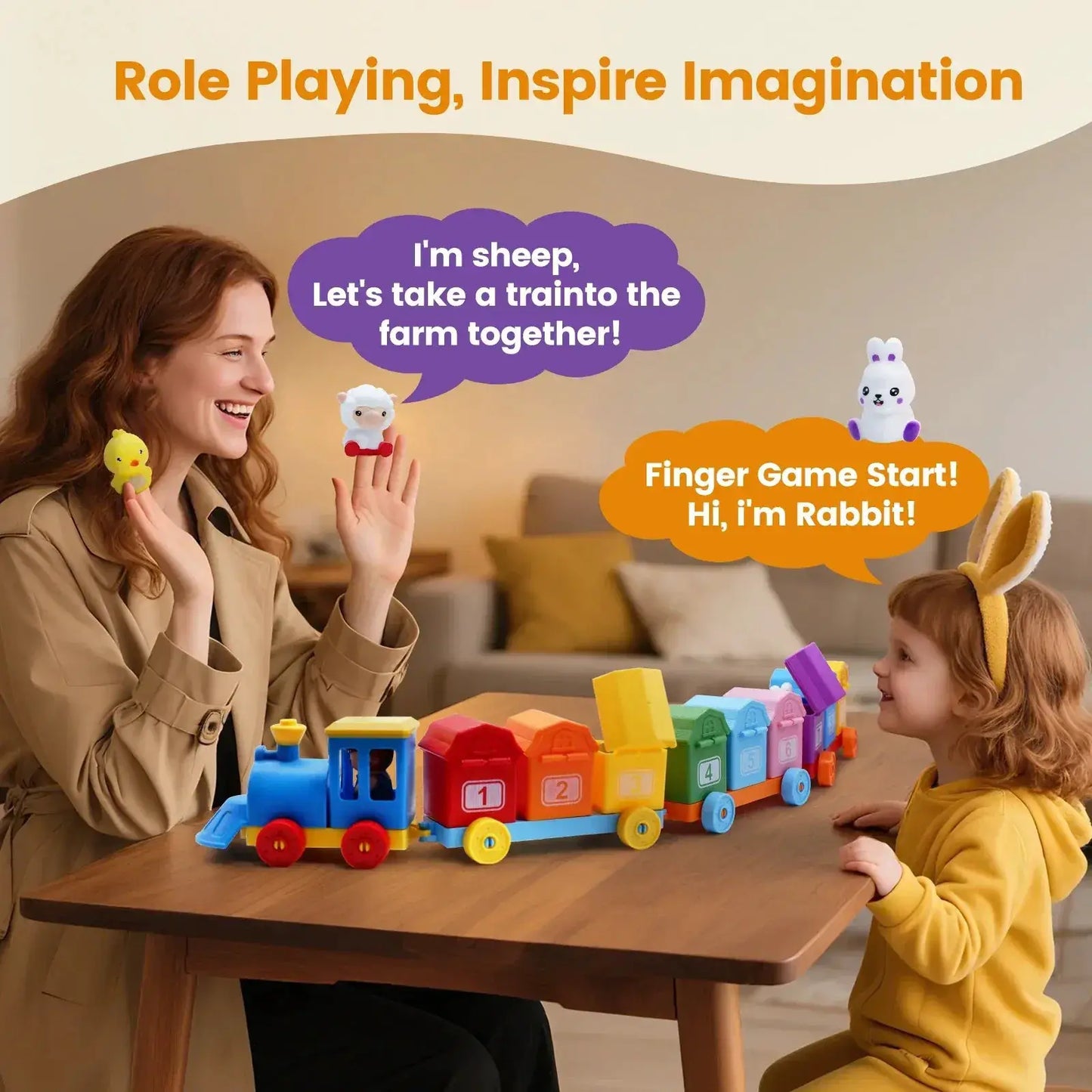 Montessori Farm Train Set For Toddlers Counting And Sorting - ToylandEU