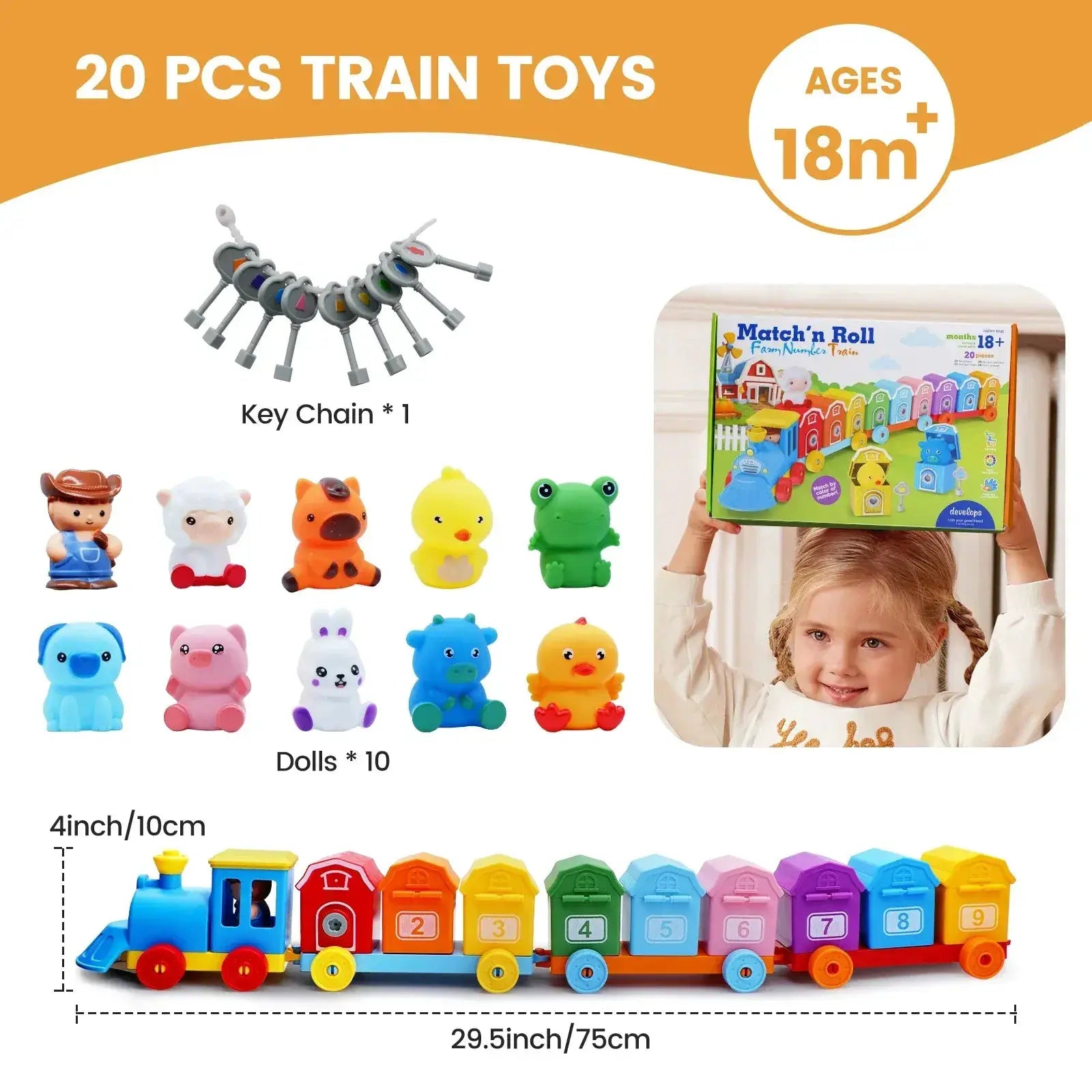 Montessori Farm Train Set For Toddlers Counting And Sorting - ToylandEU