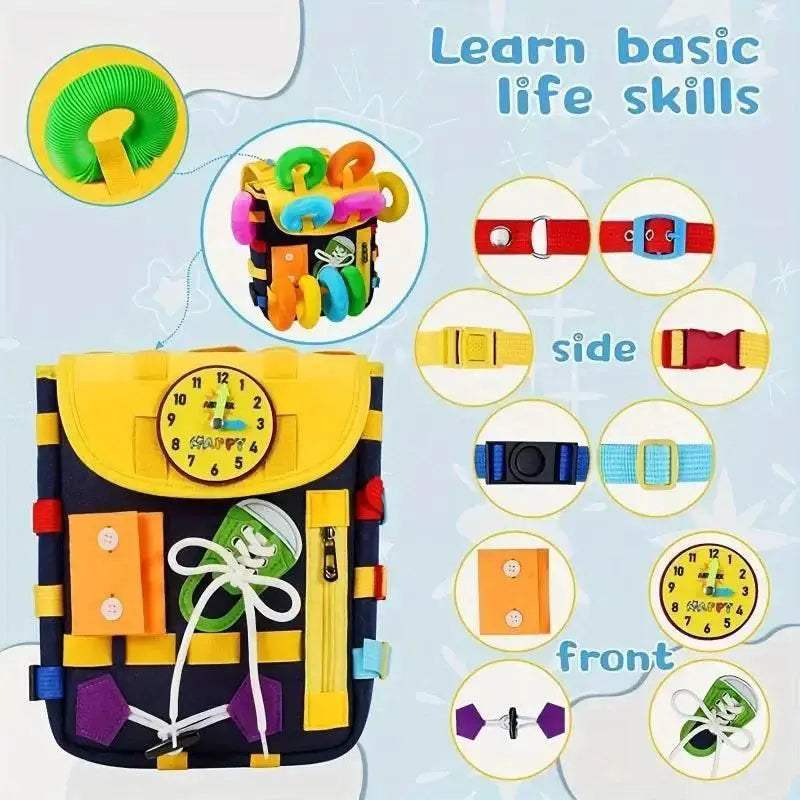 Montessori Felt Backpack With Buckles And Zippers - ToylandEU