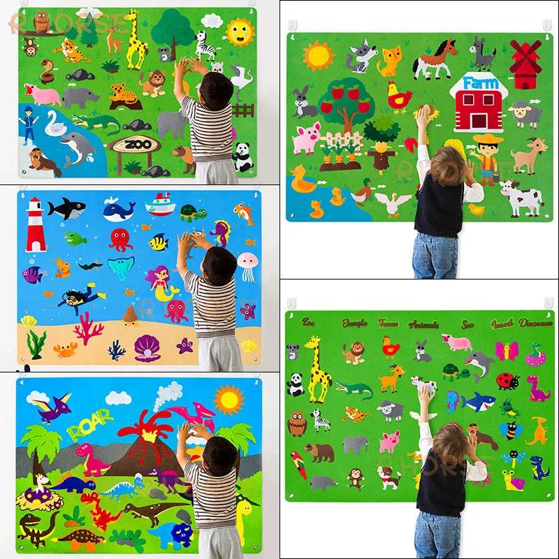 Montessori Felt Board Storytelling Set: Ocean, Farm & Animal Adventures - ToylandEU