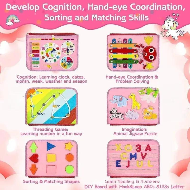  Montessori Felt Busy Board Sensory Learning Toy Safe -  ToylandEU™