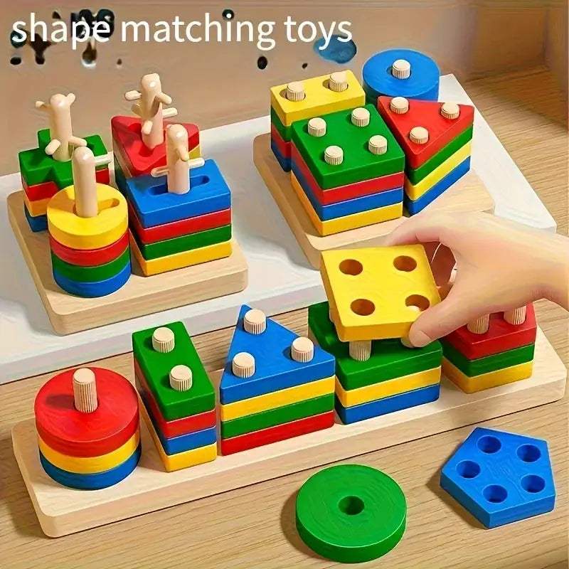 Montessori Geometric Wooden Blocks for Color and Shape -  ToylandEU™