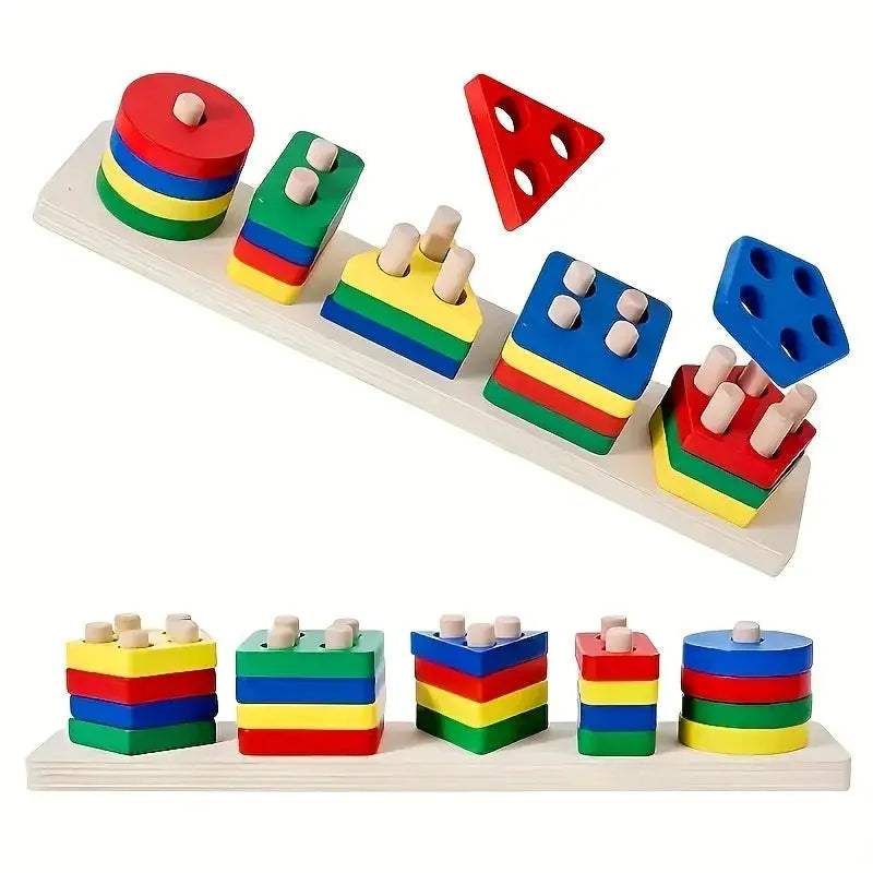  Montessori Geometric Wooden Blocks for Color and Shape -  ToylandEU™