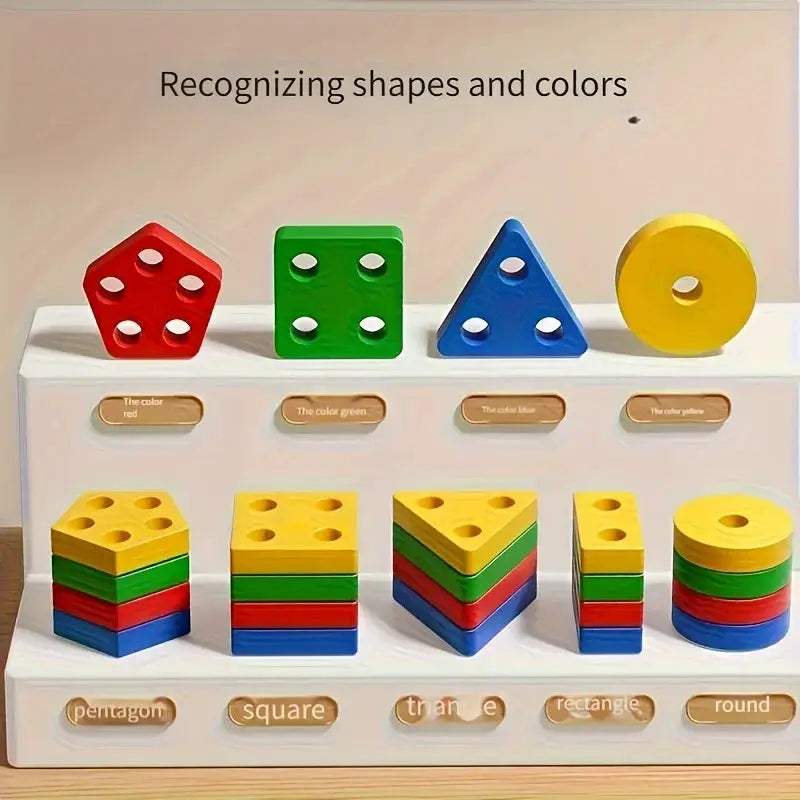  Montessori Geometric Wooden Blocks for Color and Shape -  ToylandEU™