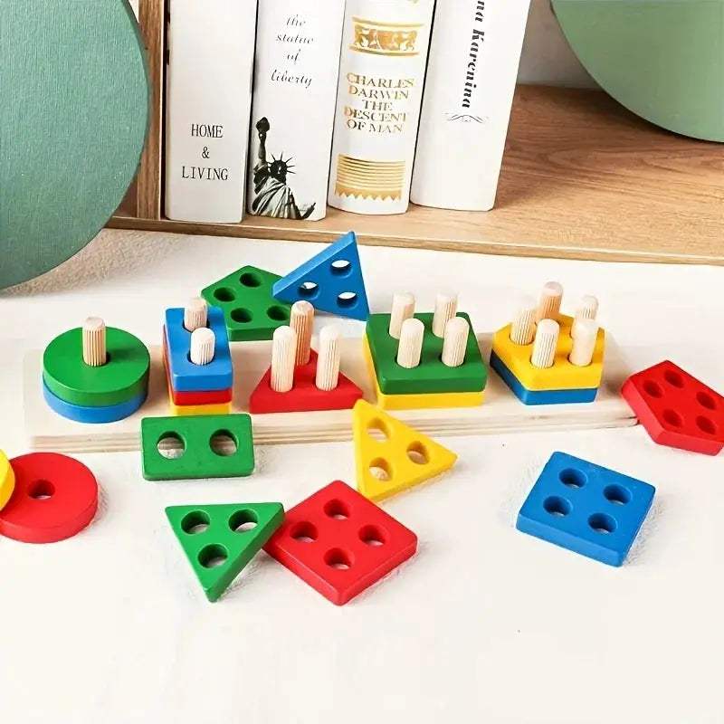  Montessori Geometric Wooden Blocks for Color and Shape -  ToylandEU™