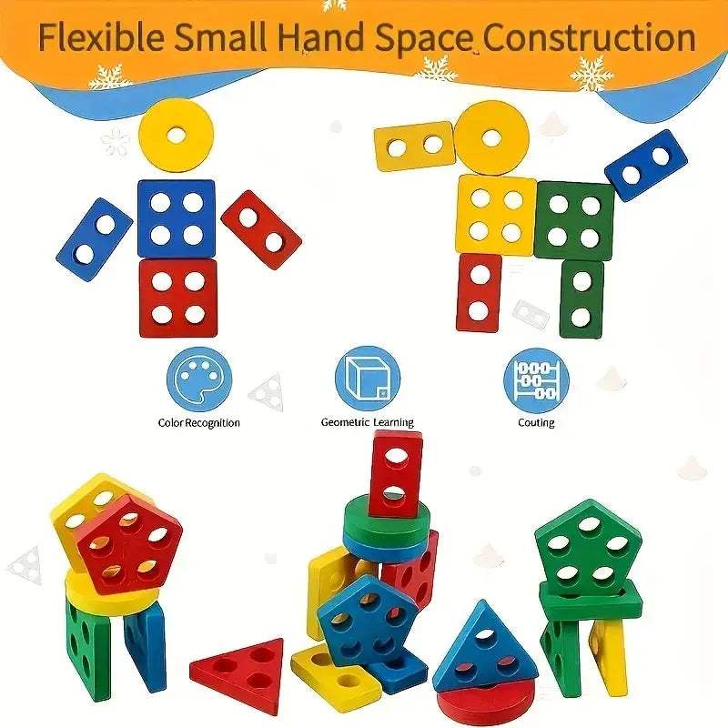  Montessori Geometric Wooden Blocks for Color and Shape -  ToylandEU™