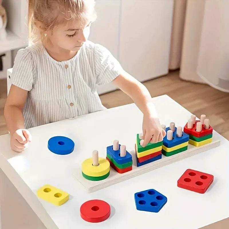  Montessori Geometric Wooden Blocks for Color and Shape -  ToylandEU™