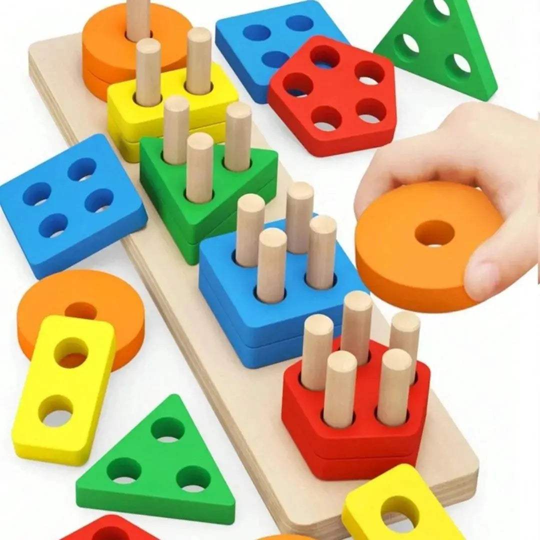  Montessori Geometric Wooden Blocks for Color and Shape -  ToylandEU™