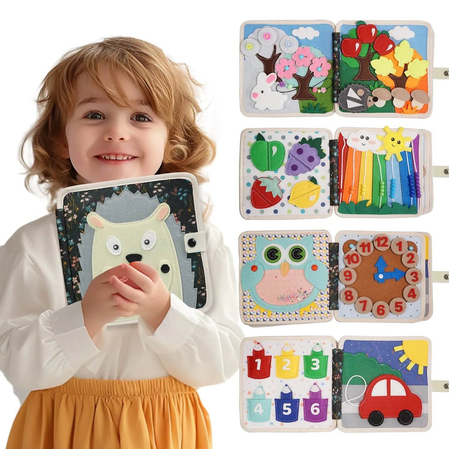 Montessori Hedgehog Busy Board Animal Educational Toy with 8 Interactive Games - ToylandEU