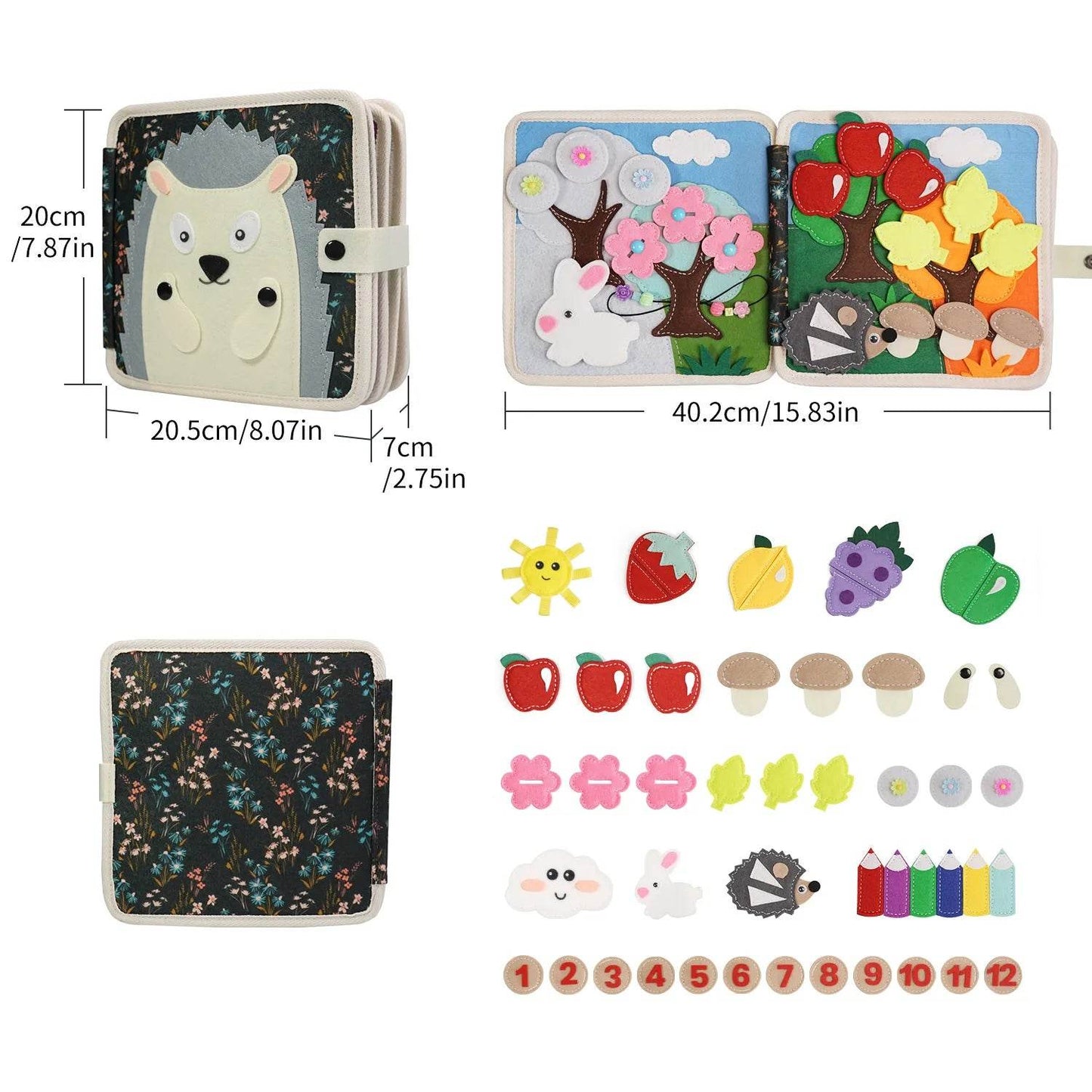 Montessori Hedgehog Busy Board Animal Educational Toy with 8 Interactive Games - ToylandEU