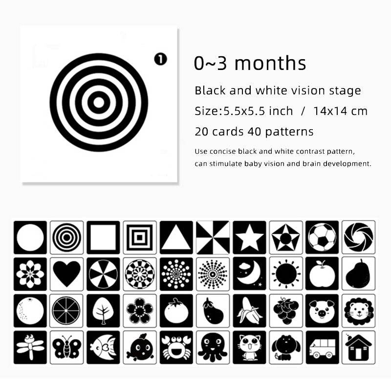 بطاقات مونتيسوري التعليمية عالية التباين لتحفيز الطفل بصريًا - ToylandEU
