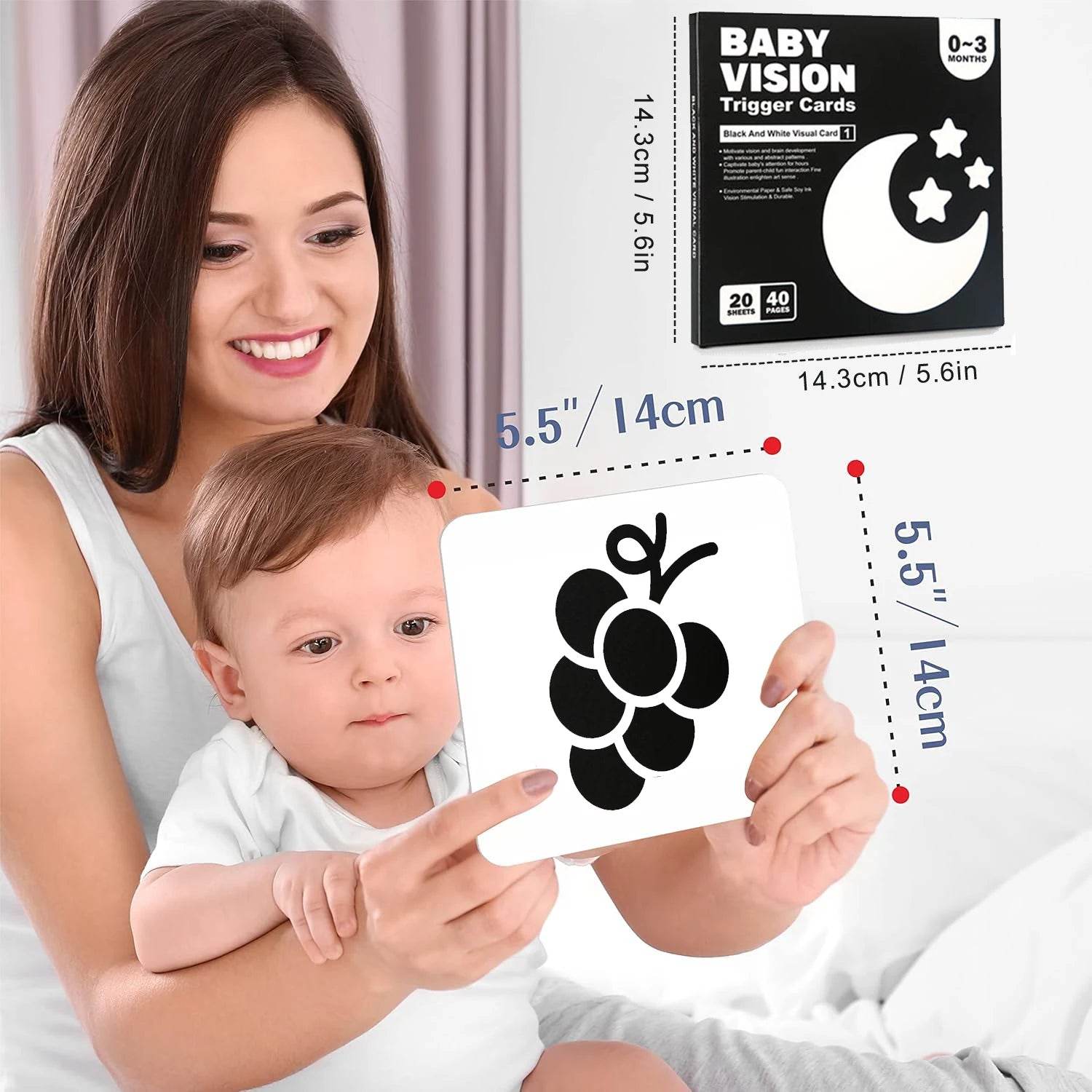 Baby Visual Stimulation Cards Montessori High Contrast Flash Cards for Infant Early Education Learning Toys for Newborn Gifts - ToylandEU