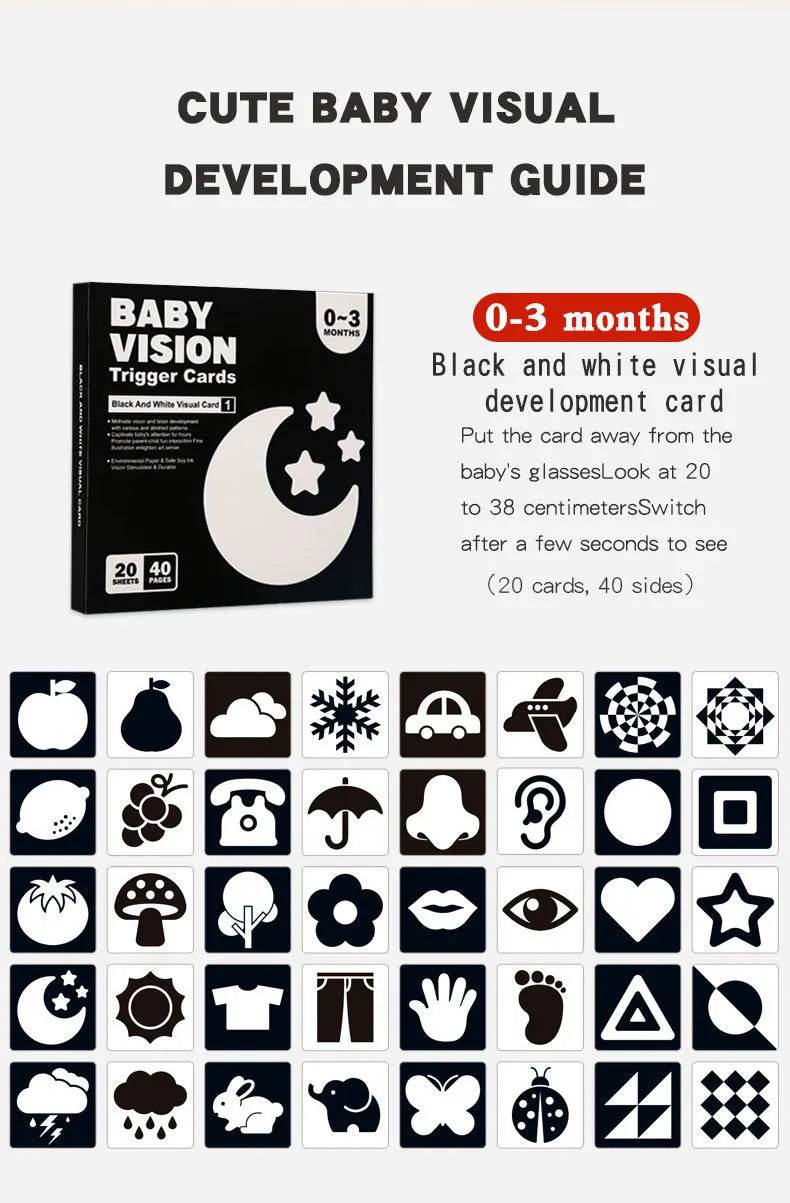 Baby Visual Stimulation Cards Montessori High Contrast Flash Cards for Infant Early Education Learning Toys for Newborn Gifts - ToylandEU