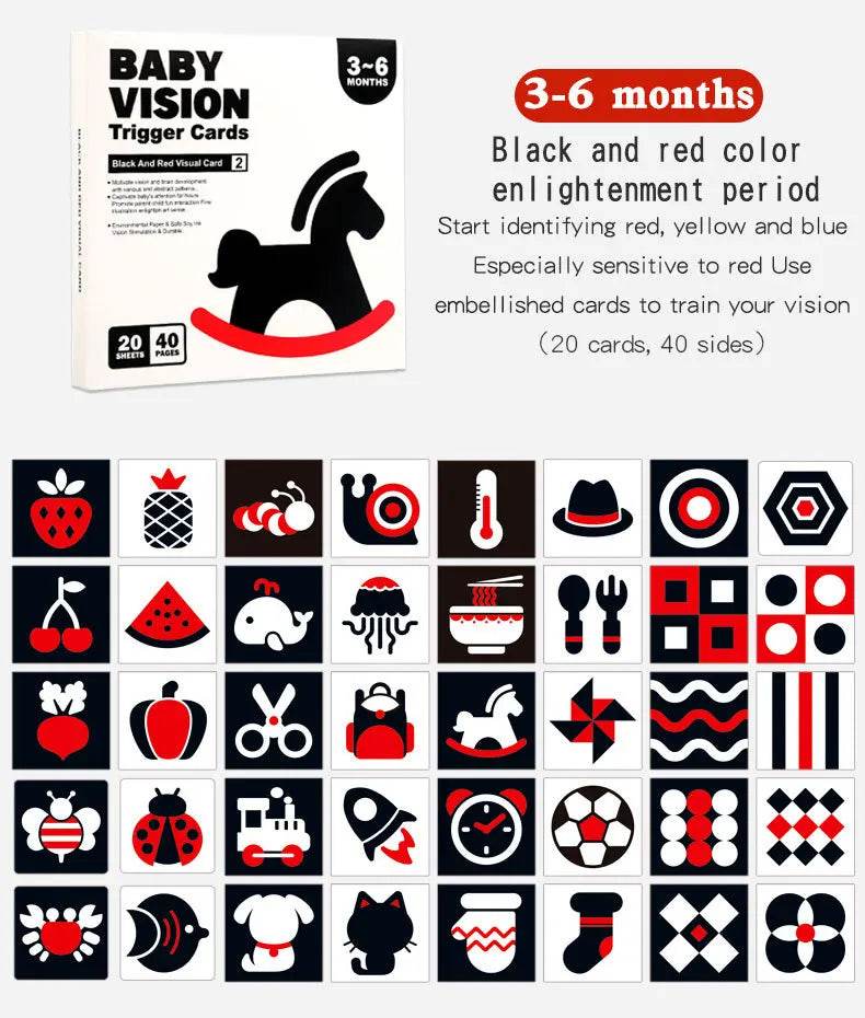 Baby Visual Stimulation Cards Montessori High Contrast Flash Cards for Infant Early Education Learning Toys for Newborn Gifts - ToylandEU