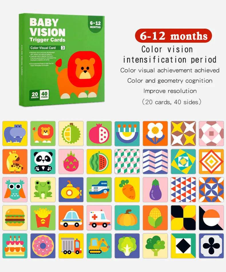 Baby Visual Stimulation Cards Montessori High Contrast Flash Cards for Infant Early Education Learning Toys for Newborn Gifts - ToylandEU