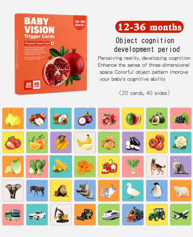 Baby Visual Stimulation Cards Montessori High Contrast Flash Cards for Infant Early Education Learning Toys for Newborn Gifts - ToylandEU