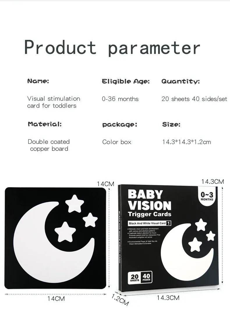 Baby Visual Stimulation Cards Montessori High Contrast Flash Cards for Infant Early Education Learning Toys for Newborn Gifts - ToylandEU