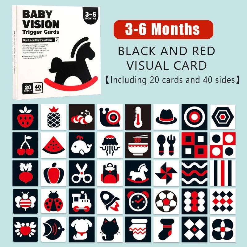 Baby Visual Stimulation Cards Montessori High Contrast Flash Cards for Infant Early Education Learning Toys for Newborn Gifts - ToylandEU