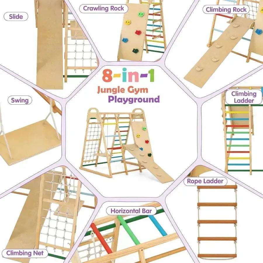 Montessori Indoor Jungle Gym Eight In One Playground For Toddlers - ToylandEU