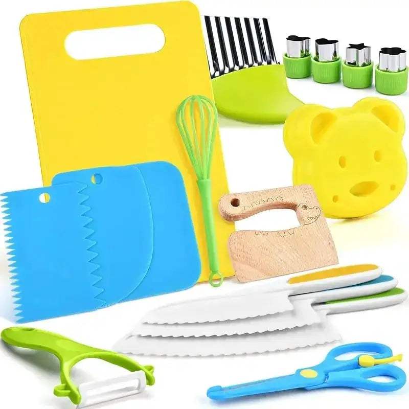 Montessori Kitchen Tools Set For Kids Safe Knives Included - ToylandEU