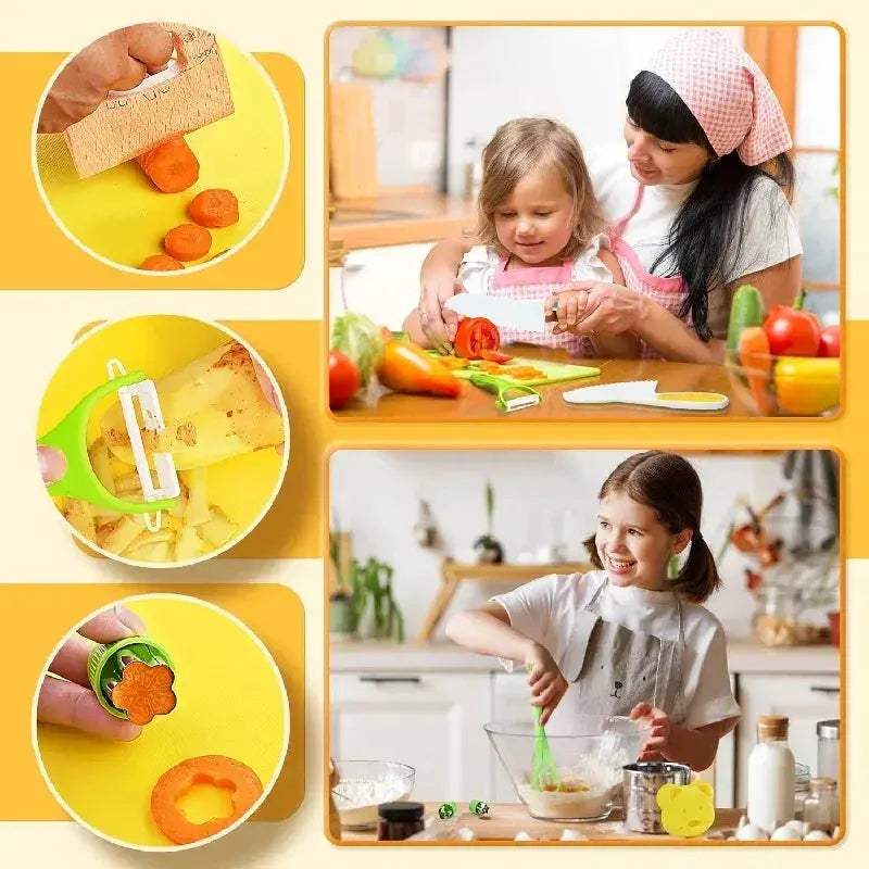 Montessori Kitchen Tools Set For Kids Safe Knives Included - ToylandEU