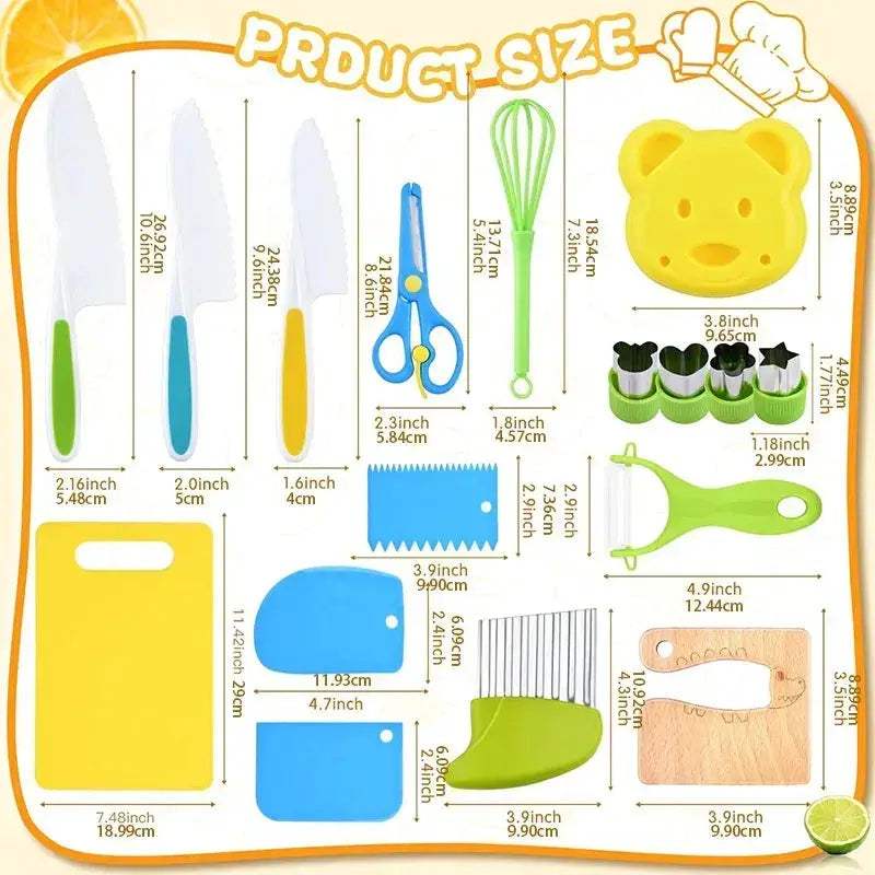 Montessori Kitchen Tools Set For Kids Safe Knives Included - ToylandEU
