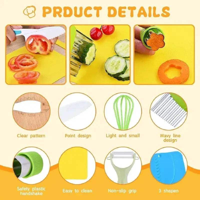Montessori Kitchen Tools Set For Kids Safe Knives Included - ToylandEU