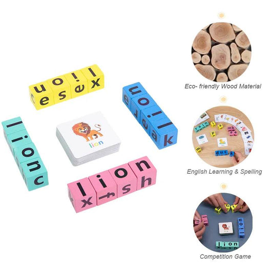Letter Spelling Block Flash Cards Game for Kids Montessori Toy - ToylandEU