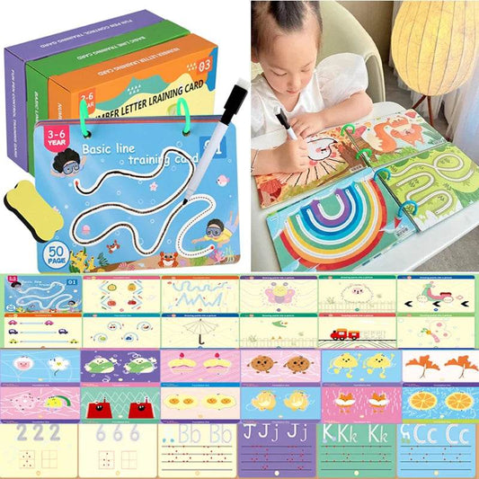 Montessori Magic Drawing Toy Set for Children Pen Control Training Color Shape Math Match Game Toddler Learning Educational Toys - ToylandEU