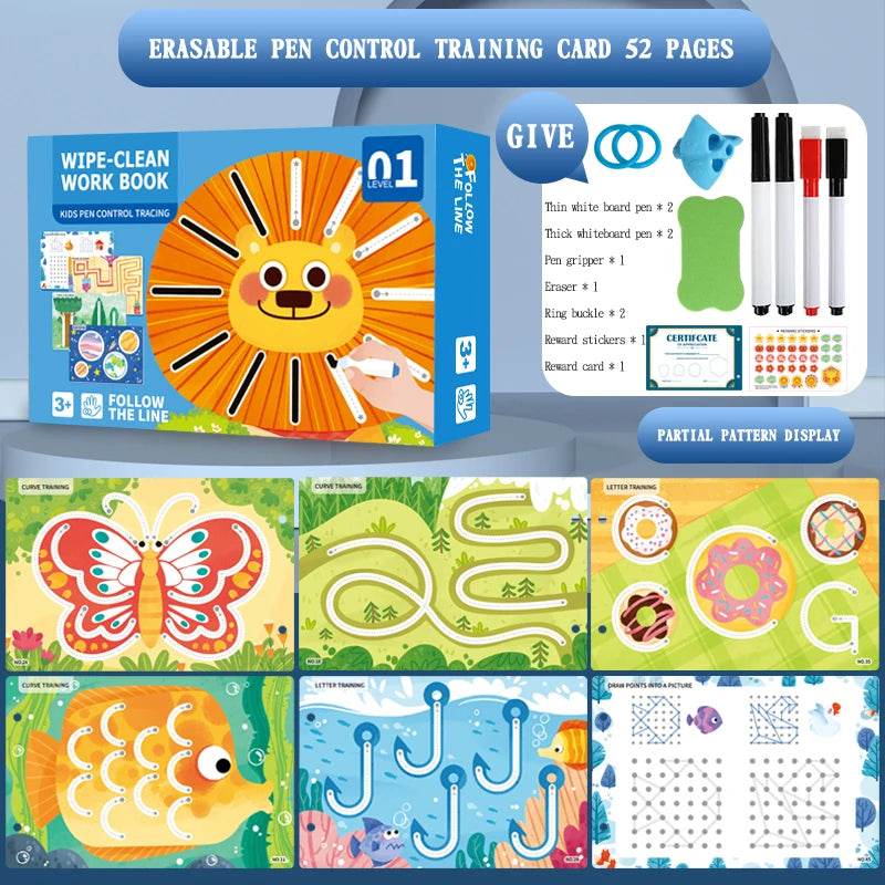 Montessori Magic Drawing Toy Set for Children Pen Control Training Color Shape Math Match Game Toddler Learning Educational Toys - ToylandEU