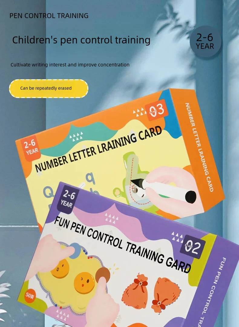 Montessori Magic Drawing Toy Set for Children Pen Control Training Color Shape Math Match Game Toddler Learning Educational Toys - ToylandEU