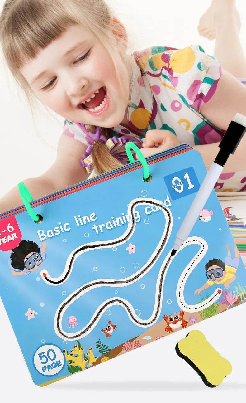 Montessori Magic Drawing Toy Set for Children Pen Control Training Color Shape Math Match Game Toddler Learning Educational Toys - ToylandEU