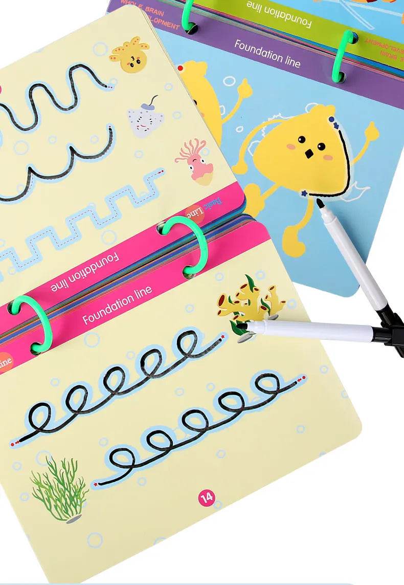 Montessori Magic Drawing Toy Set for Children Pen Control Training Color Shape Math Match Game Toddler Learning Educational Toys - ToylandEU