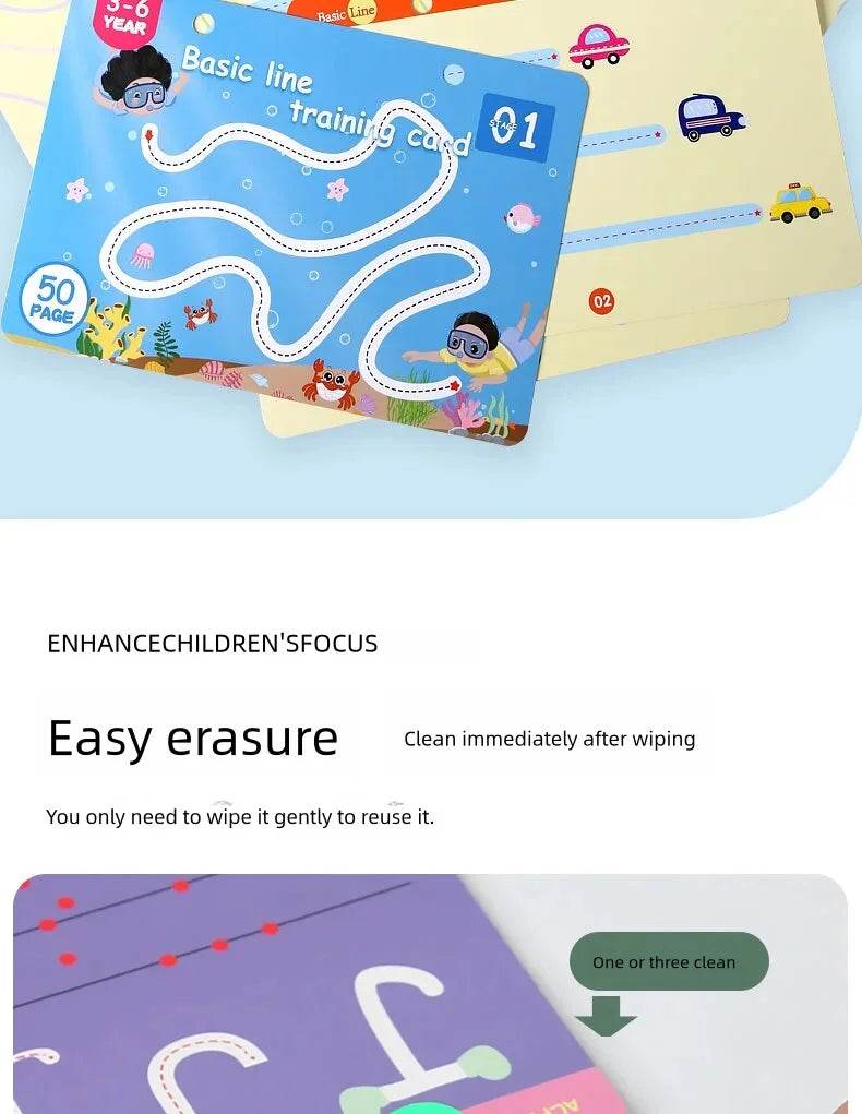 Montessori Magic Drawing Toy Set for Children Pen Control Training Color Shape Math Match Game Toddler Learning Educational Toys - ToylandEU