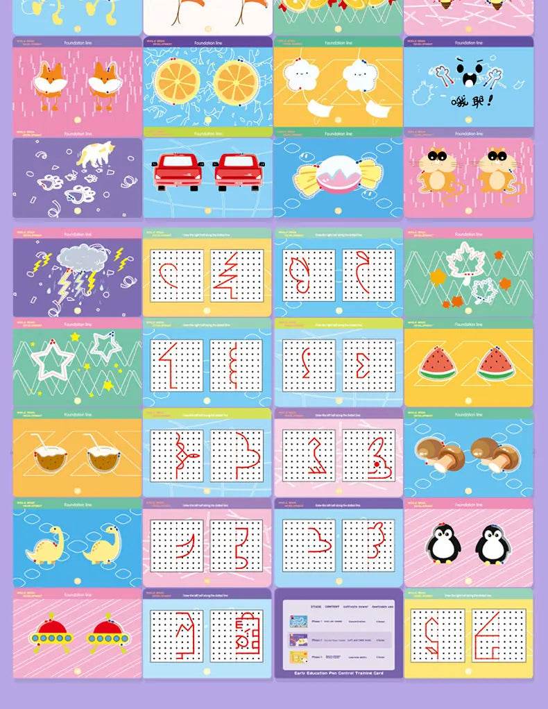 Montessori Magic Drawing Toy Set for Children Pen Control Training Color Shape Math Match Game Toddler Learning Educational Toys - ToylandEU