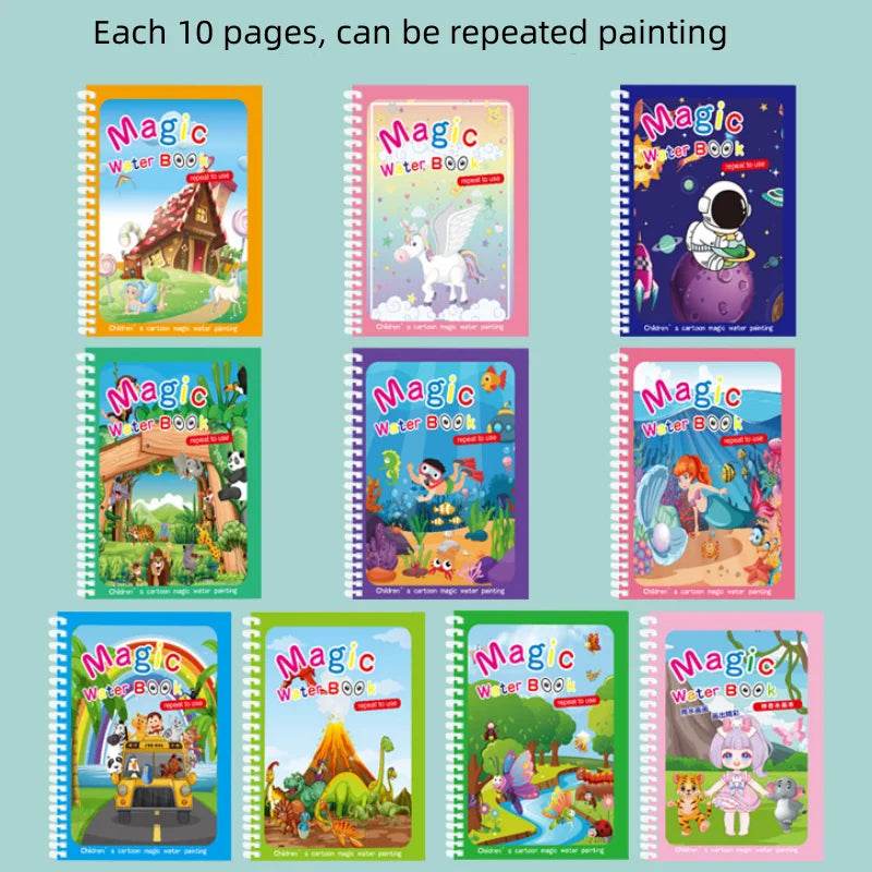 Children's Magic Water Drawing Book Montessori Reusable Coloring Book Sensory Educational Painting Toy - ToylandEU
