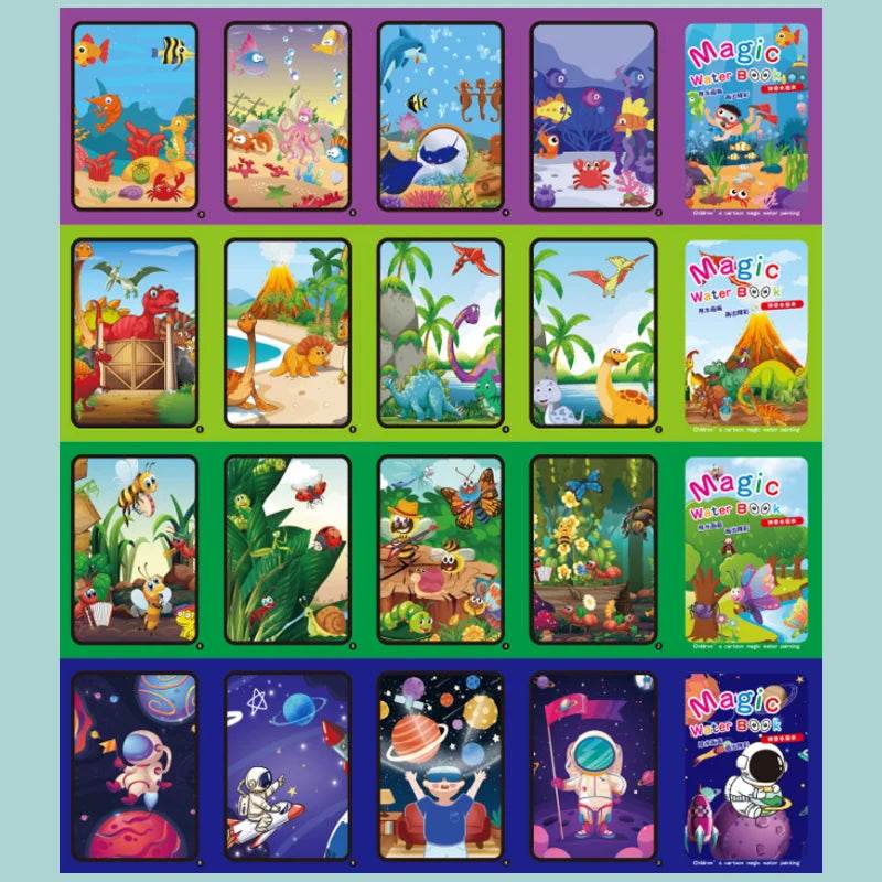 Children's Magic Water Drawing Book Montessori Reusable Coloring Book Sensory Educational Painting Toy - ToylandEU
