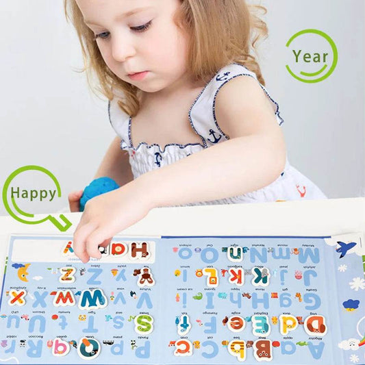 Montessori Educational Children English Learning Reading Toys Magnetic 26 Alphabet Letter Game Book - ToylandEU
