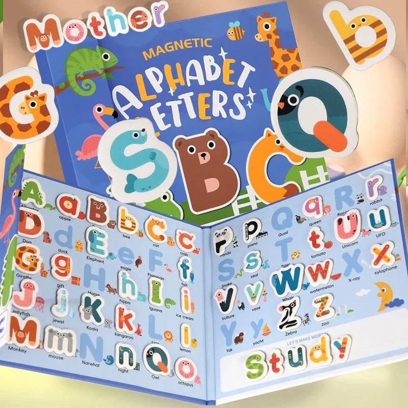 Montessori Educational Children English Learning Reading Toys Magnetic 26 Alphabet Letter Game Book - ToylandEU