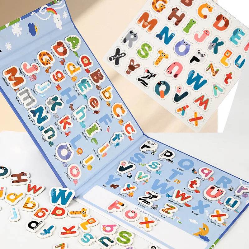 Montessori Educational Children English Learning Reading Toys Magnetic 26 Alphabet Letter Game Book - ToylandEU