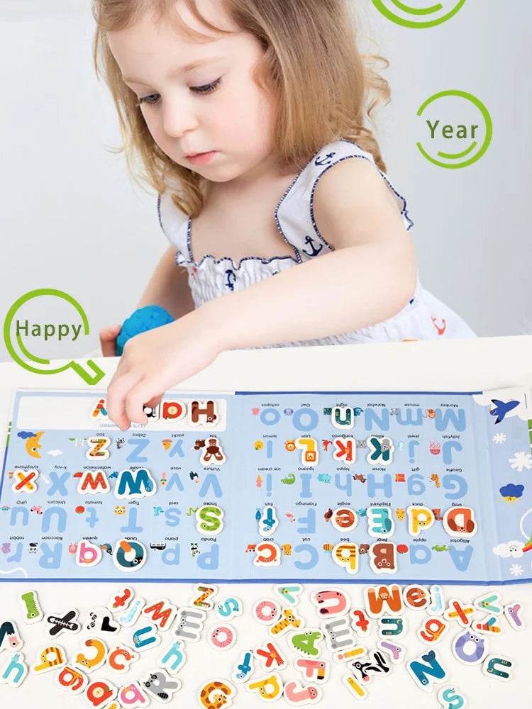 Montessori Educational Children English Learning Reading Toys Magnetic 26 Alphabet Letter Game Book - ToylandEU