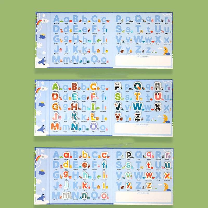 Montessori Educational Children English Learning Reading Toys Magnetic 26 Alphabet Letter Game Book - ToylandEU