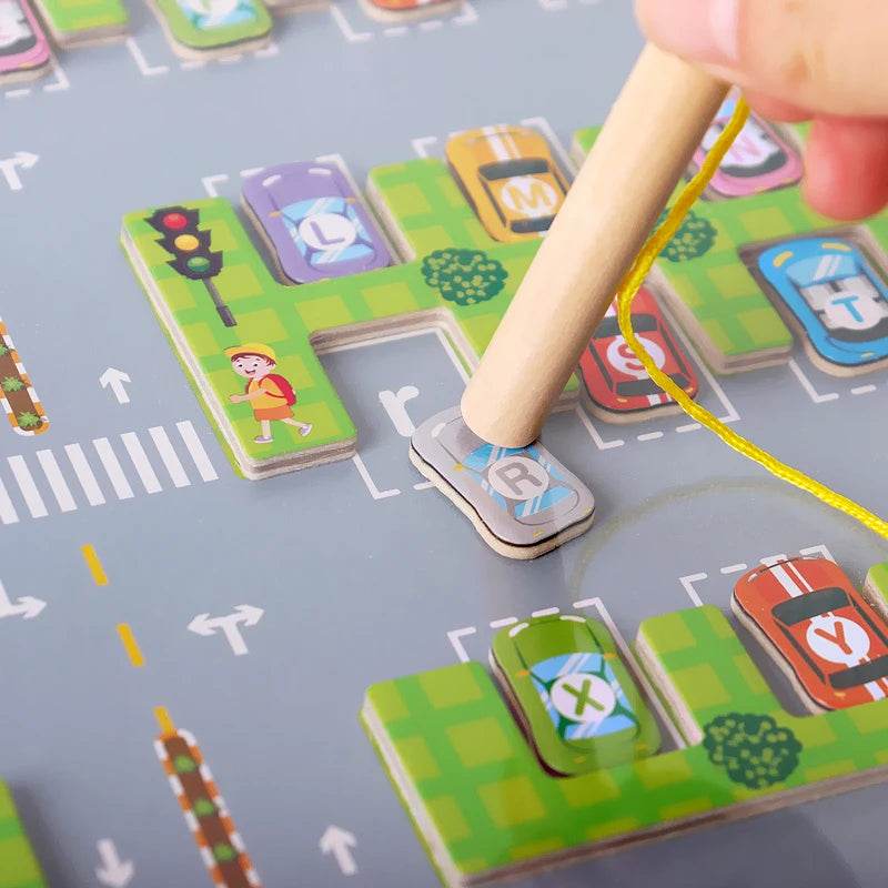 Montessori Magnetic Alphabet Maze Letter Puzzle Gifts for Kids Parking Lot Puzzles for Children Preschool Girls Boys Kids - ToylandEU