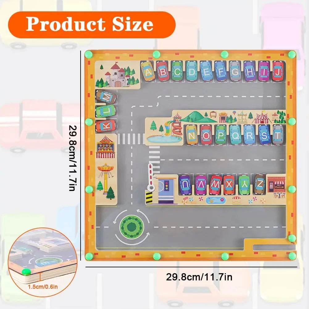Montessori Magnetic Alphabet Maze Letter Puzzle Gifts for Kids Parking Lot Puzzles for Children Preschool Girls Boys Kids - ToylandEU