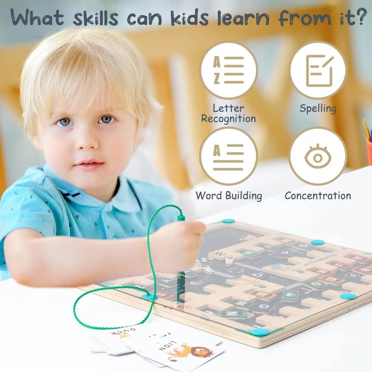 Montessori Magnetic Alphabet Maze Letter Puzzle Gifts for Kids Parking Lot Puzzles for Children Preschool Girls Boys Kids - ToylandEU