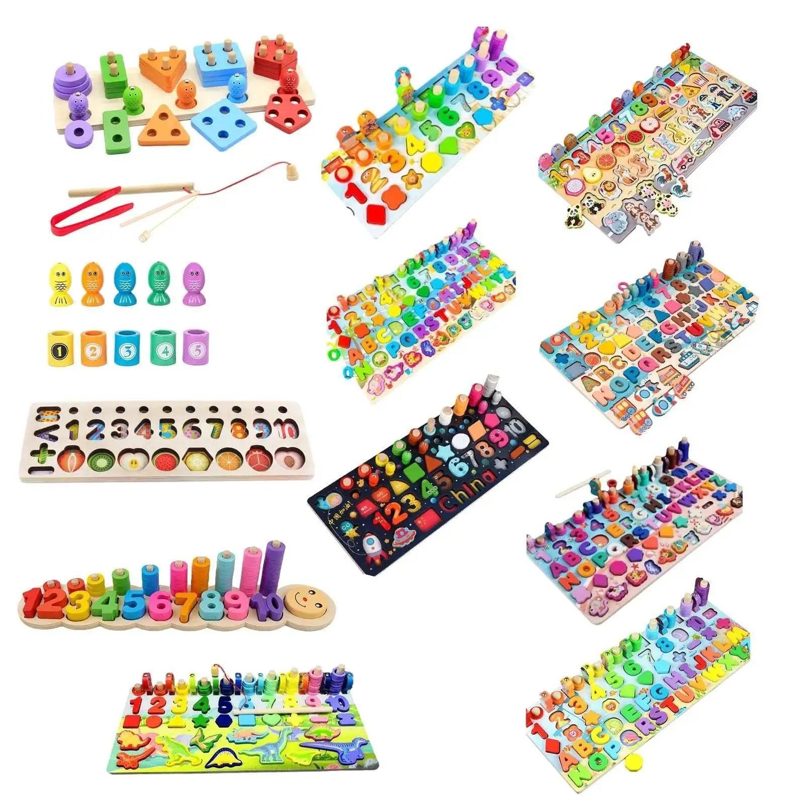  Montessori Math Fishing Board Wooden Learning Toy For Toddlers Ages 1 To 3 Counting Shapes -  ToylandEU™