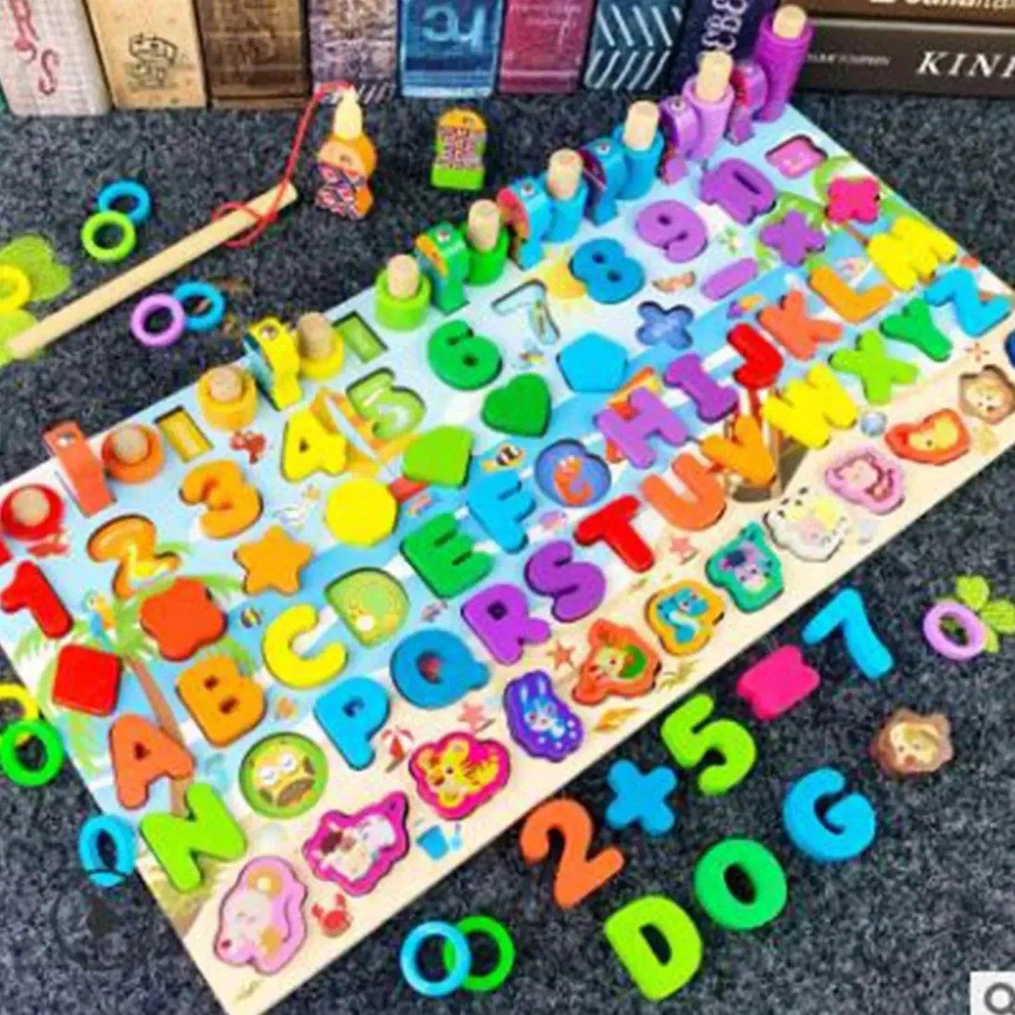  Montessori Math Fishing Board Wooden Learning Toy For Toddlers Ages 1 To 3 Counting Shapes -  ToylandEU™