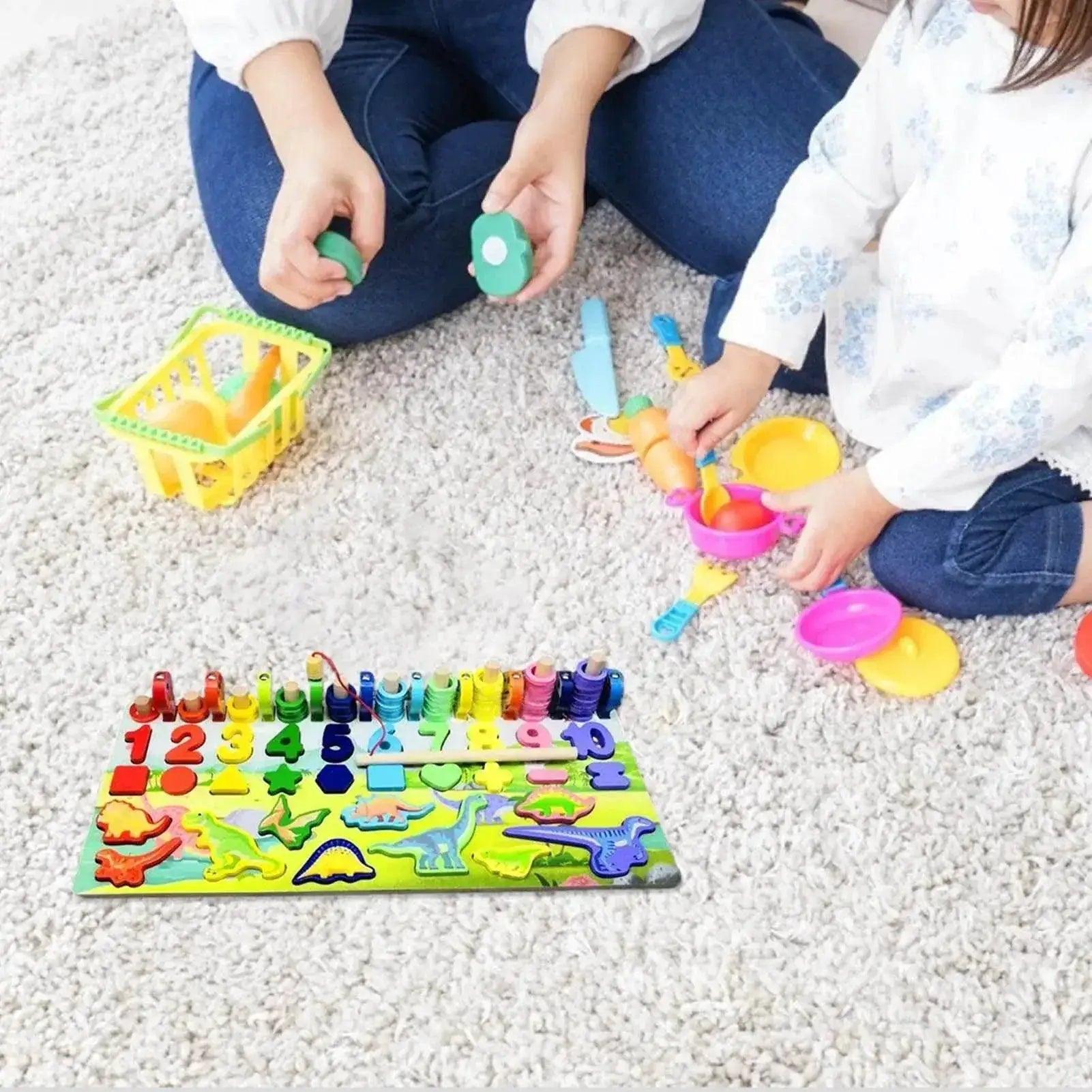  Montessori Math Fishing Board Wooden Learning Toy For Toddlers Ages 1 To 3 Counting Shapes -  ToylandEU™
