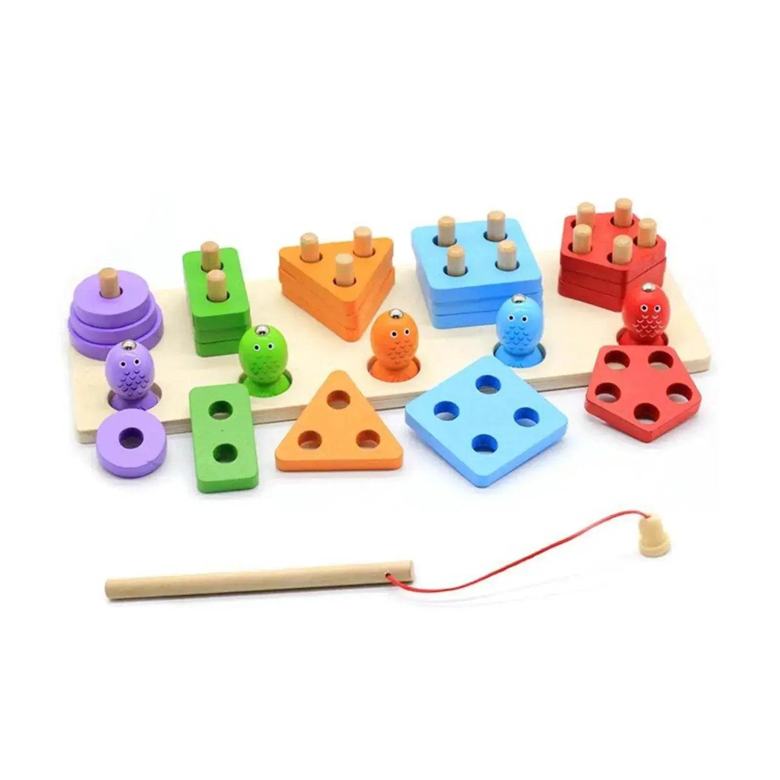  Montessori Math Fishing Board Wooden Learning Toy For Toddlers Ages 1 To 3 Counting Shapes -  ToylandEU™