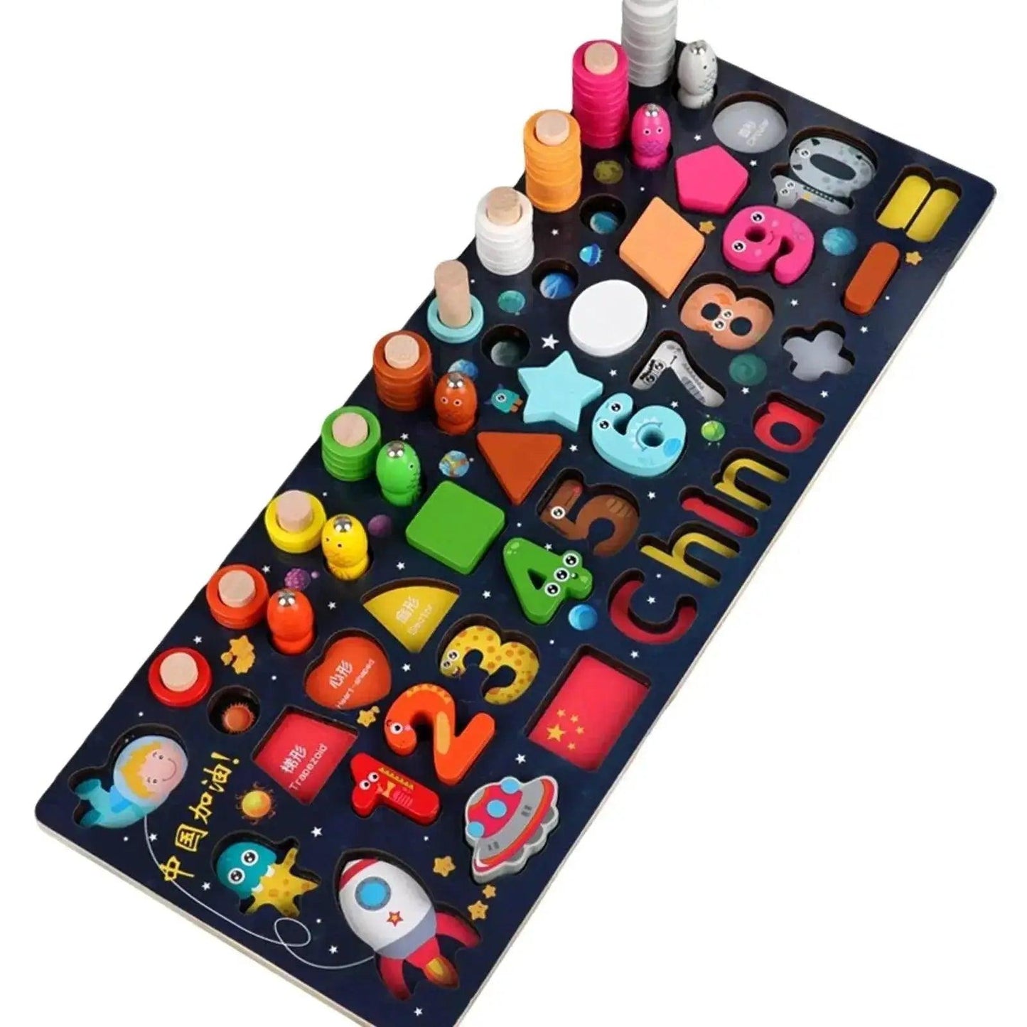  Montessori Math Fishing Board Wooden Learning Toy For Toddlers Ages 1 To 3 Counting Shapes -  ToylandEU™